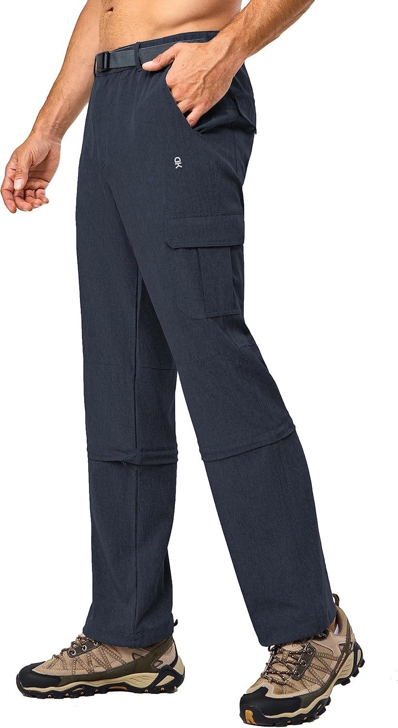 imageLittle Donkey Andy Mens Convertible Hiking Pants with Belt Lightweight ZipOff Quick Dry Tactical Cargo PantsBlack