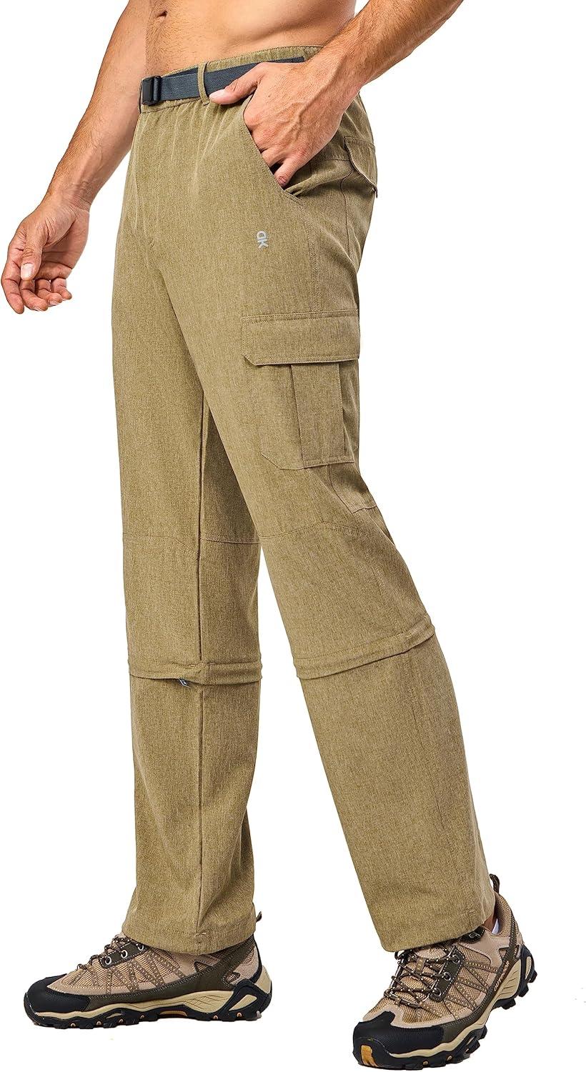 imageLittle Donkey Andy Mens Convertible Hiking Pants with Belt Lightweight ZipOff Quick Dry Tactical Cargo PantsKhaki
