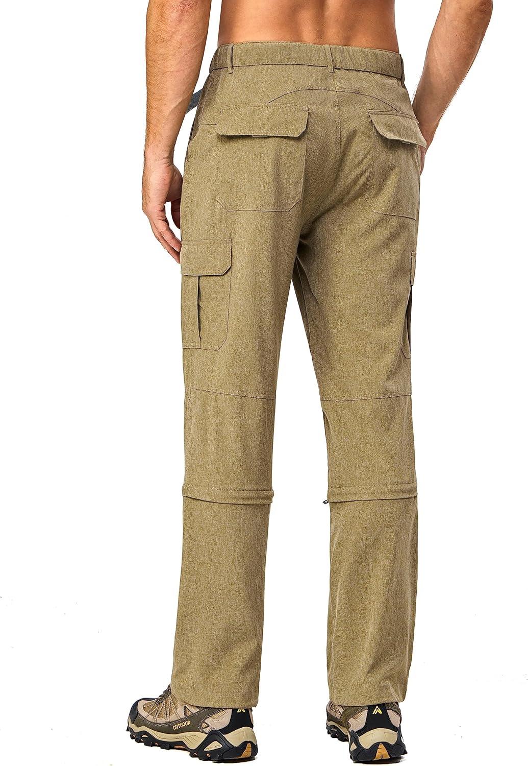 imageLittle Donkey Andy Mens Convertible Hiking Pants with Belt Lightweight ZipOff Quick Dry Tactical Cargo PantsKhaki