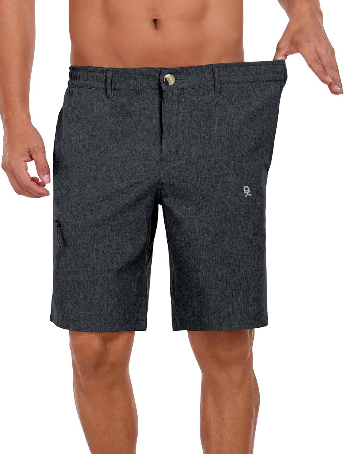 imageLittle Donkey Andy Mens Golf Shorts Quick Dry Lightweight Breathable Casual Short with Elastic Waist 3 Pockets for HikingBlack Heather