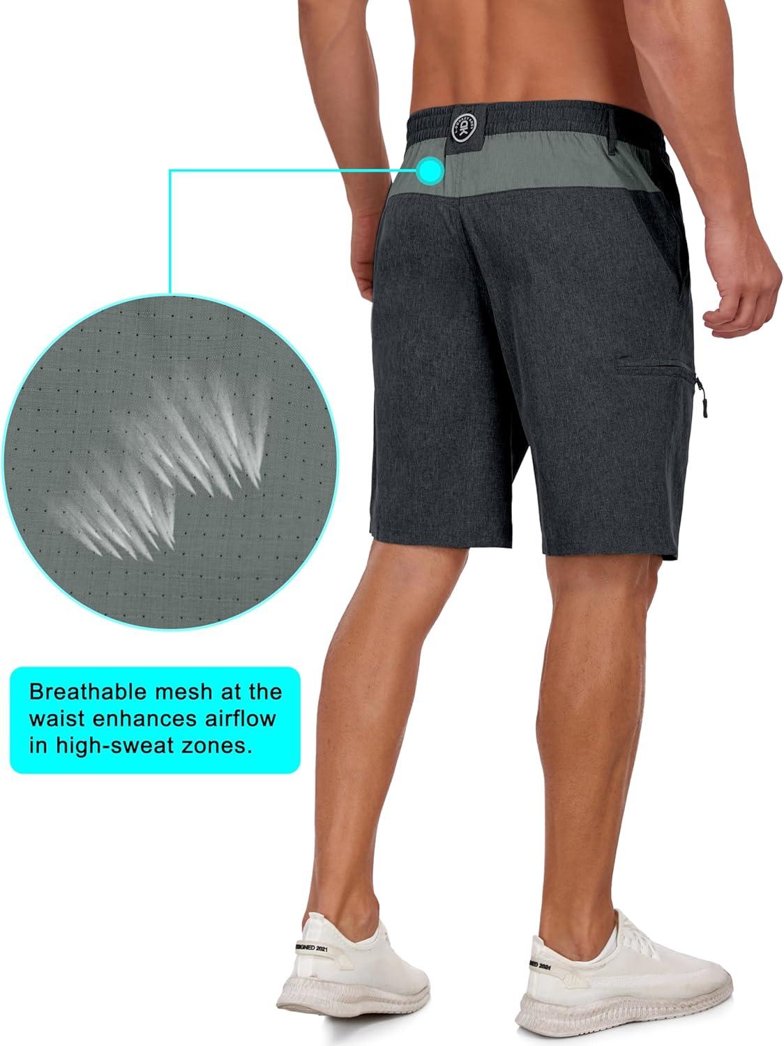 imageLittle Donkey Andy Mens Golf Shorts Quick Dry Lightweight Breathable Casual Short with Elastic Waist 3 Pockets for HikingBlack Heather