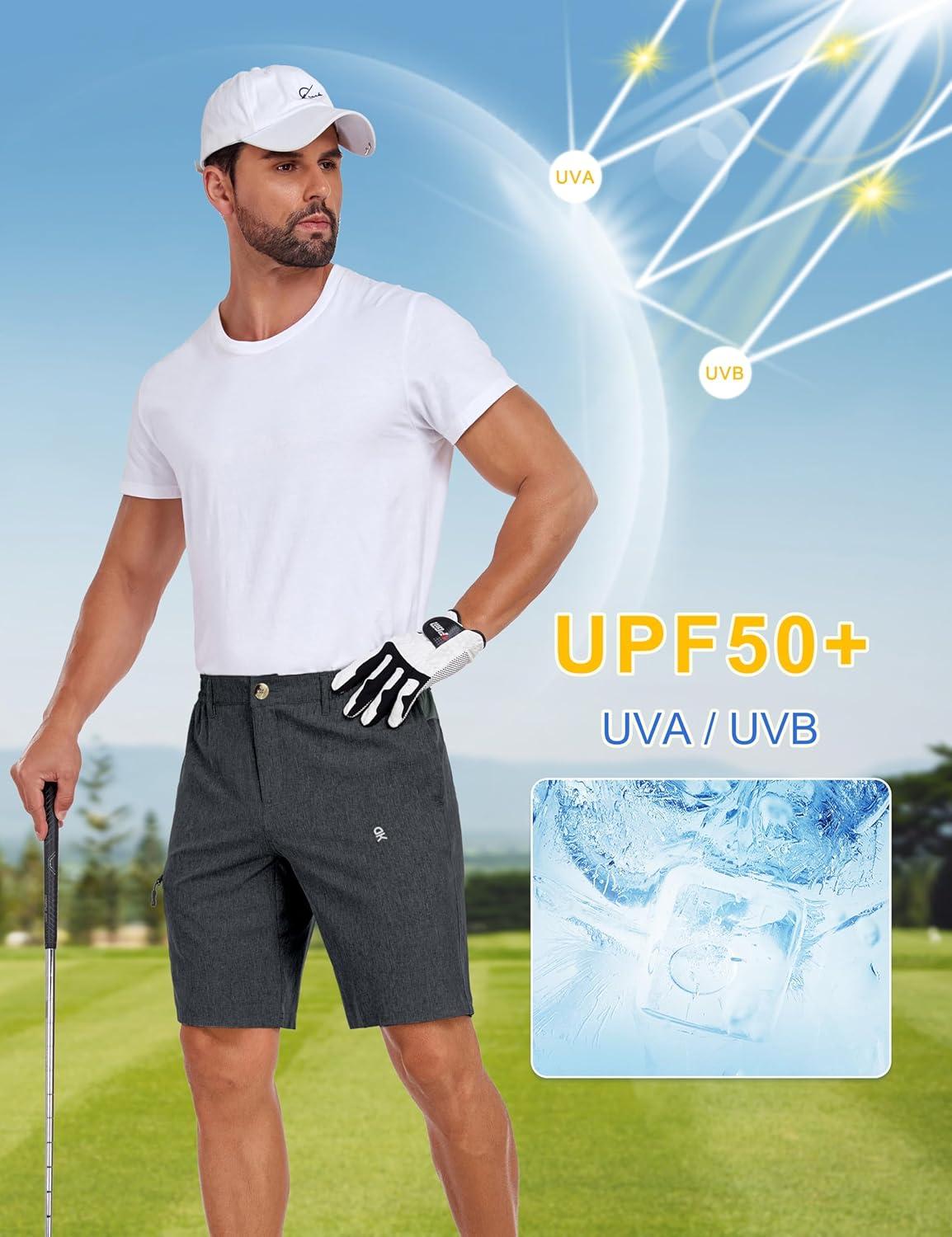 imageLittle Donkey Andy Mens Golf Shorts Quick Dry Lightweight Breathable Casual Short with Elastic Waist 3 Pockets for HikingBlack Heather