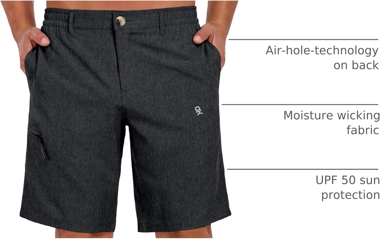 imageLittle Donkey Andy Mens Golf Shorts Quick Dry Lightweight Breathable Casual Short with Elastic Waist 3 Pockets for HikingBlack Heather
