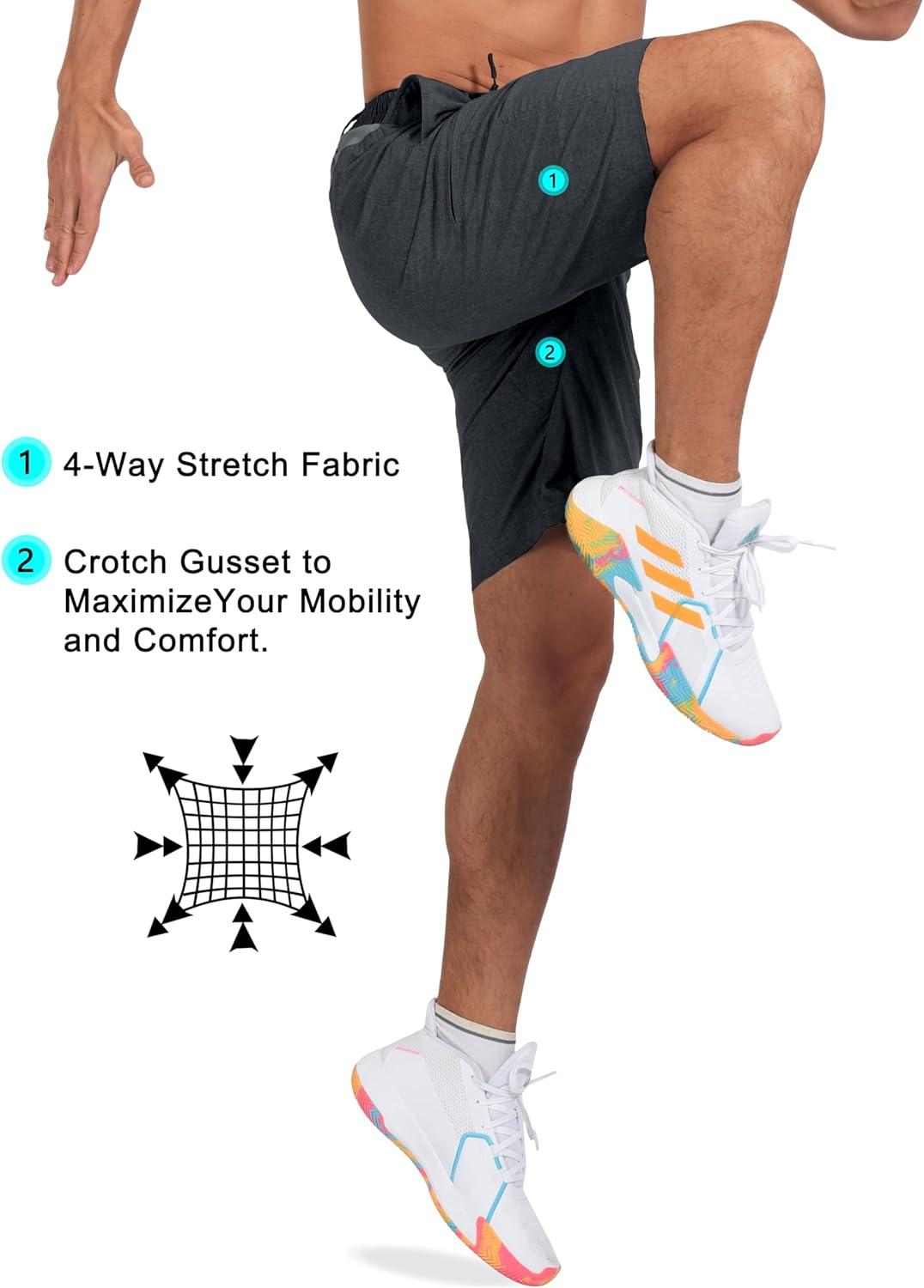 imageLittle Donkey Andy Mens Golf Shorts Quick Dry Lightweight Breathable Casual Short with Elastic Waist 3 Pockets for HikingBlack Heather