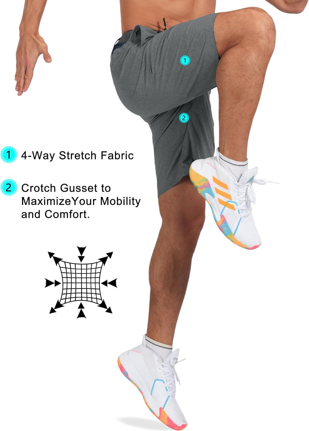 imageLittle Donkey Andy Mens Golf Shorts Quick Dry Lightweight Breathable Casual Short with Elastic Waist 3 Pockets for HikingGray Heather