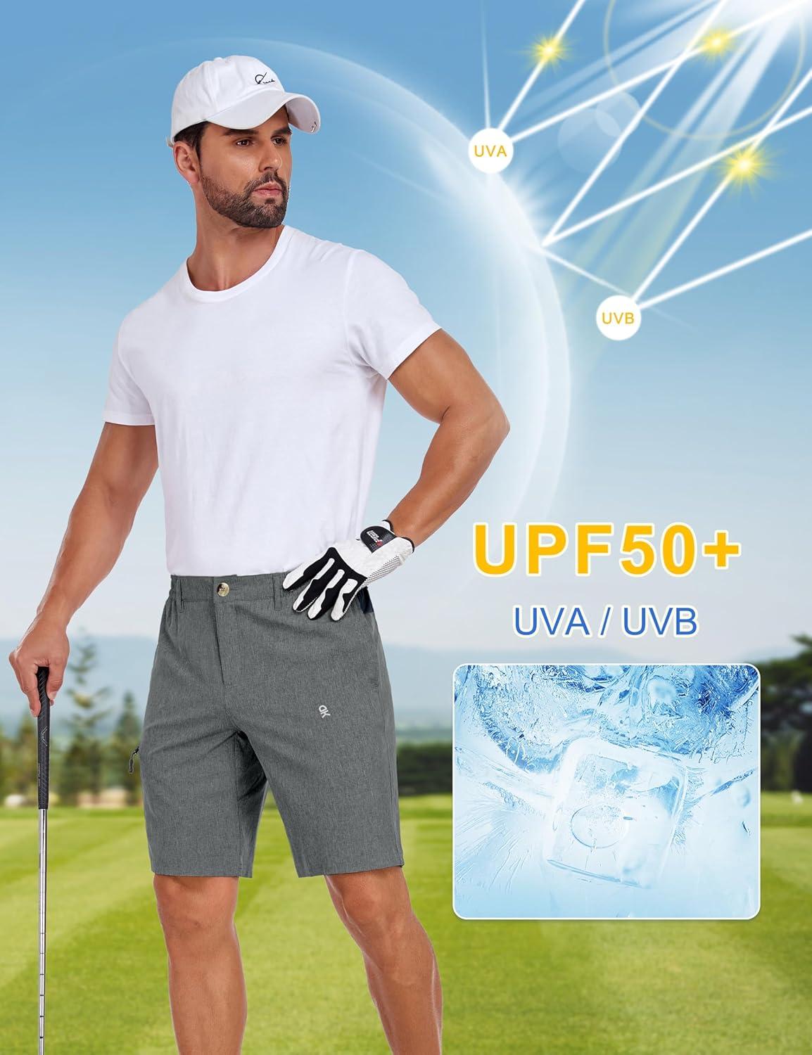 imageLittle Donkey Andy Mens Golf Shorts Quick Dry Lightweight Breathable Casual Short with Elastic Waist 3 Pockets for HikingGray Heather