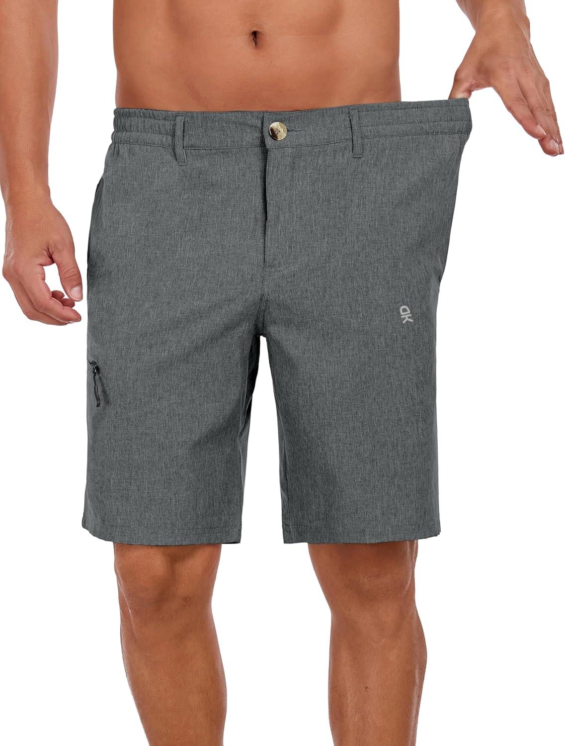 imageLittle Donkey Andy Mens Golf Shorts Quick Dry Lightweight Breathable Casual Short with Elastic Waist 3 Pockets for HikingGray Heather