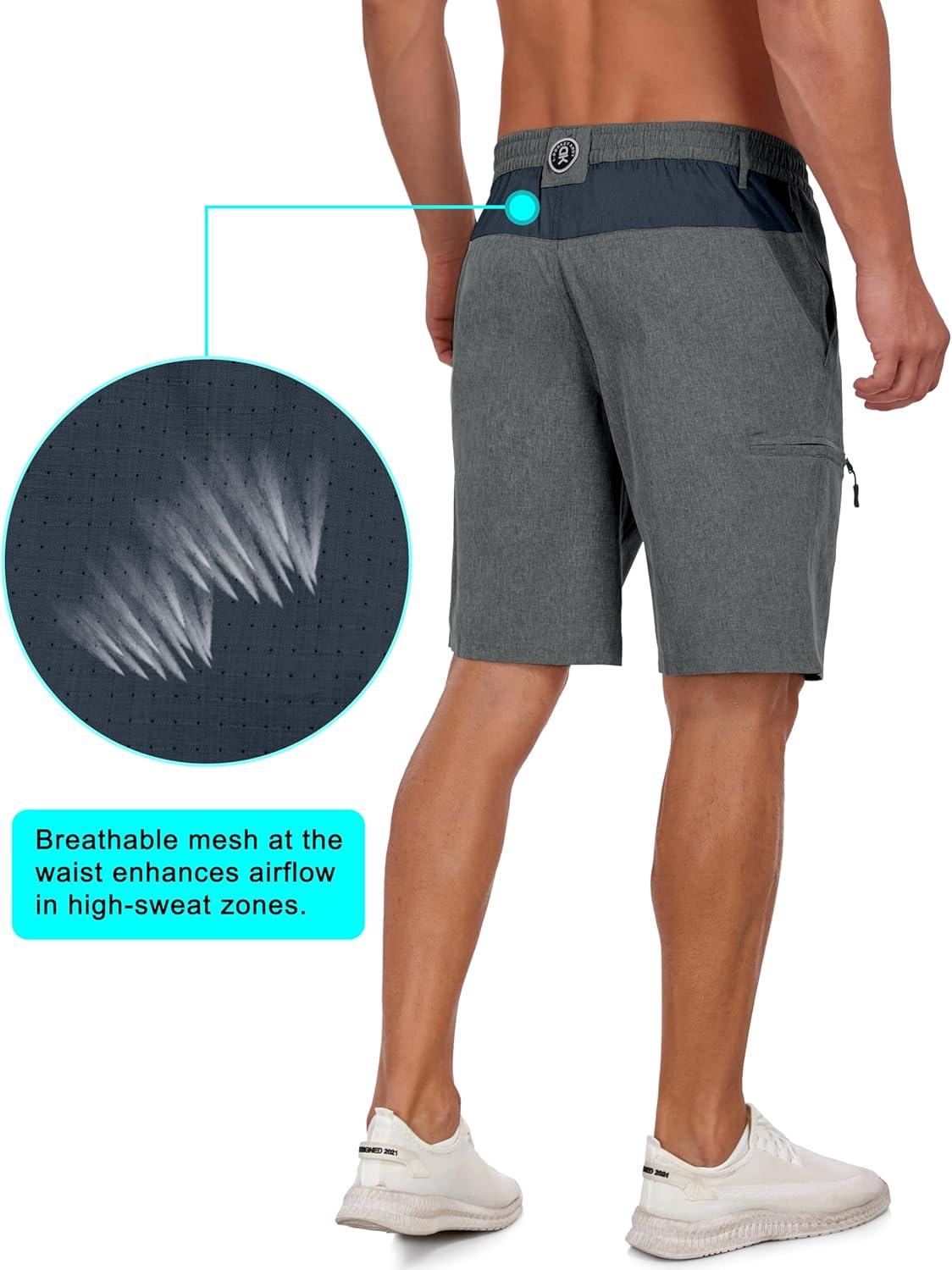 imageLittle Donkey Andy Mens Golf Shorts Quick Dry Lightweight Breathable Casual Short with Elastic Waist 3 Pockets for HikingGray Heather