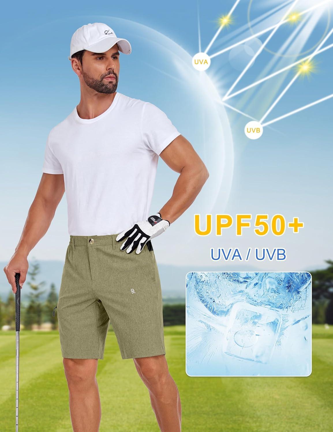 imageLittle Donkey Andy Mens Golf Shorts Quick Dry Lightweight Breathable Casual Short with Elastic Waist 3 Pockets for HikingGreen Olive Heather