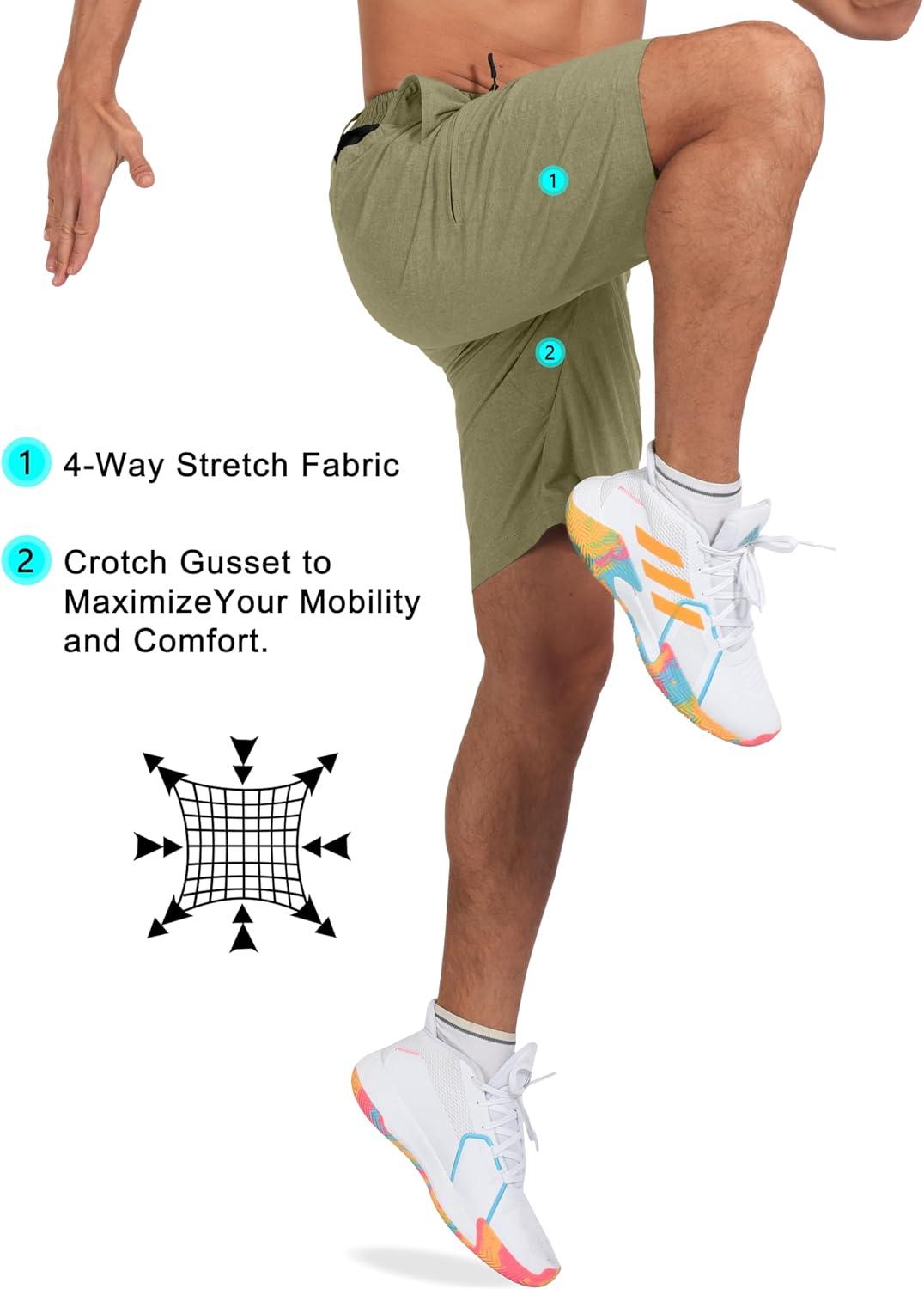 imageLittle Donkey Andy Mens Golf Shorts Quick Dry Lightweight Breathable Casual Short with Elastic Waist 3 Pockets for HikingGreen Olive Heather