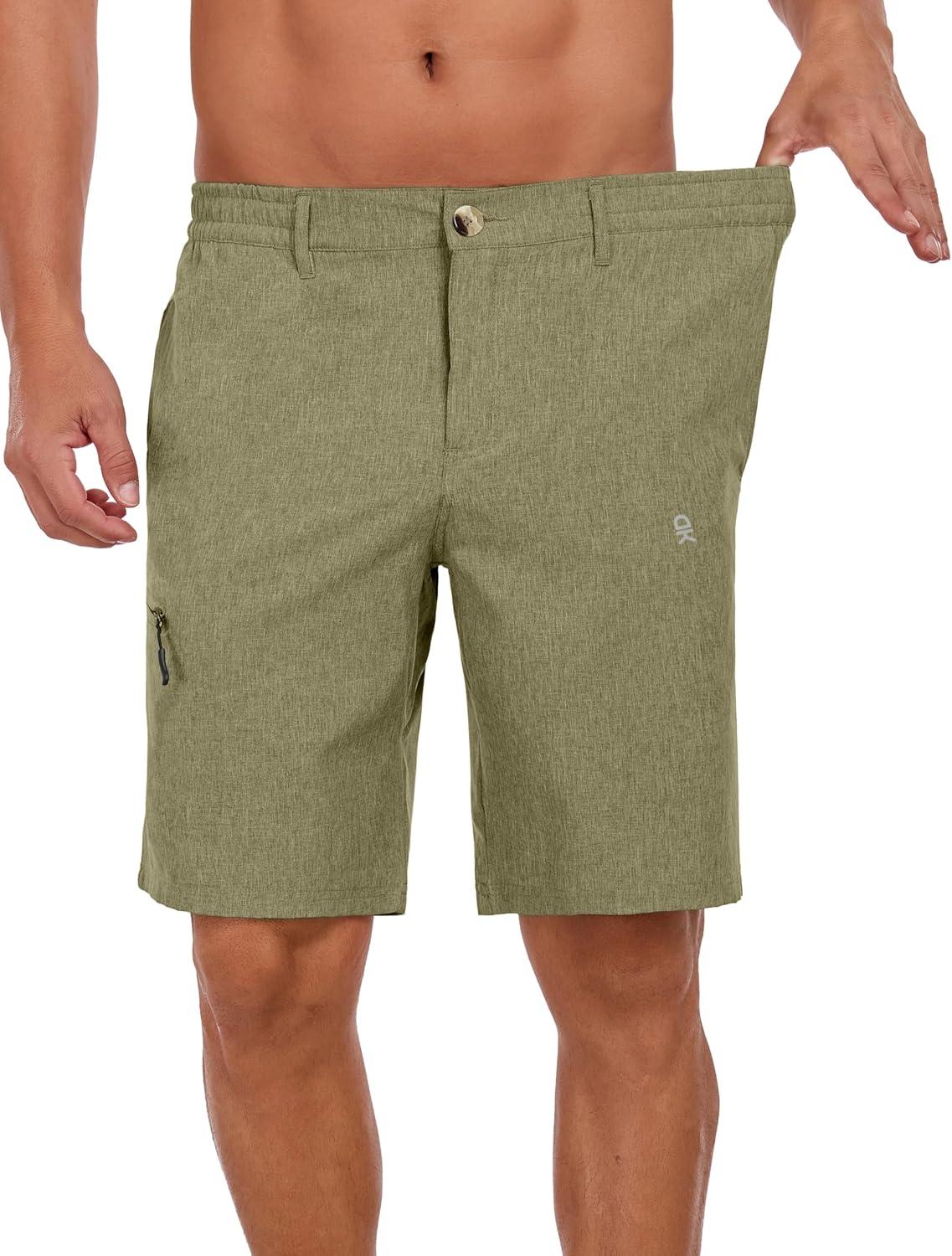 imageLittle Donkey Andy Mens Golf Shorts Quick Dry Lightweight Breathable Casual Short with Elastic Waist 3 Pockets for HikingGreen Olive Heather
