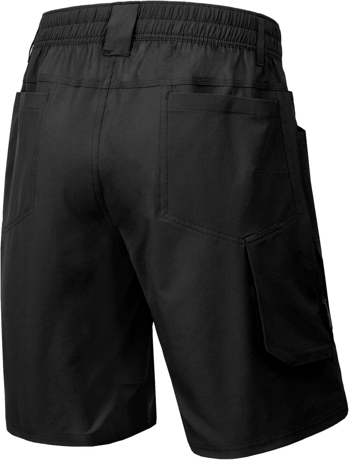 imageLittle Donkey Andy Mens Hiking Cargo Shorts Quick Dry Waterproof Lightweight Golf Shorts Stretch Casual Short with 9 PocketsBlack