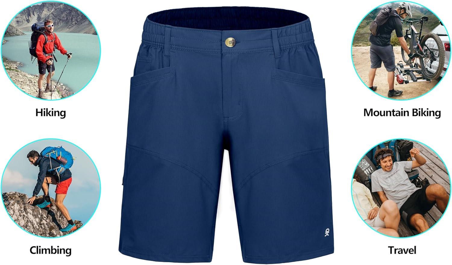 imageLittle Donkey Andy Mens Hiking Cargo Shorts Quick Dry Waterproof Lightweight Golf Shorts Stretch Casual Short with 9 PocketsBlue