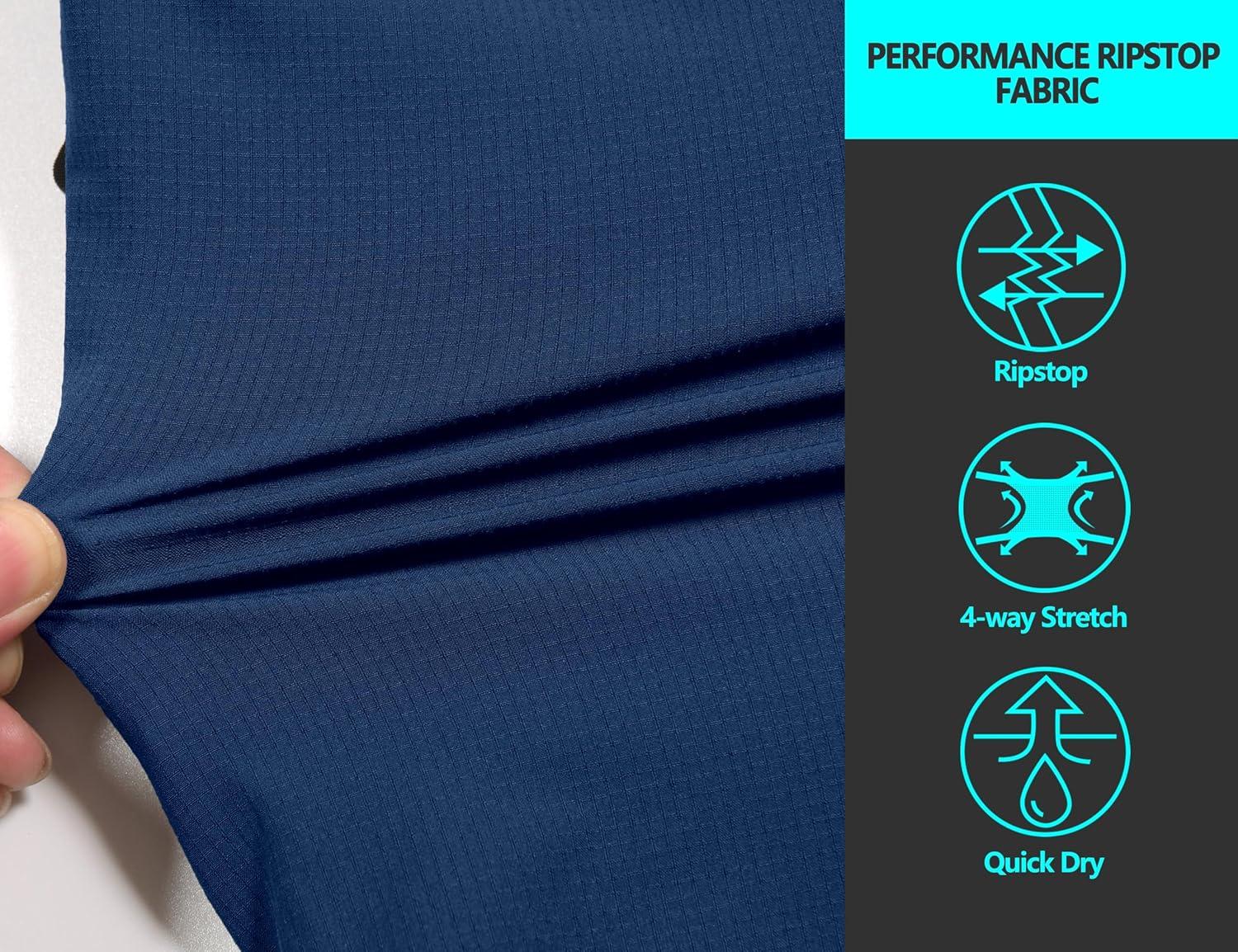 imageLittle Donkey Andy Mens Hiking Cargo Shorts Quick Dry Waterproof Lightweight Golf Shorts Stretch Casual Short with 9 PocketsBlue