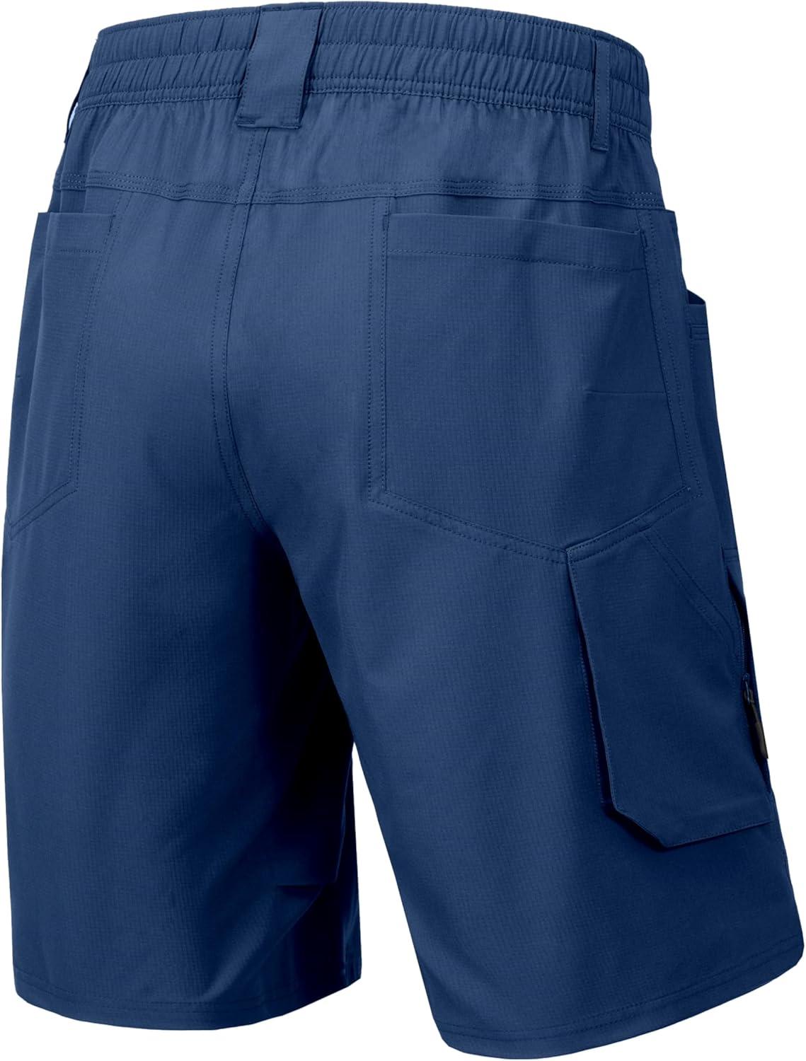 imageLittle Donkey Andy Mens Hiking Cargo Shorts Quick Dry Waterproof Lightweight Golf Shorts Stretch Casual Short with 9 PocketsBlue