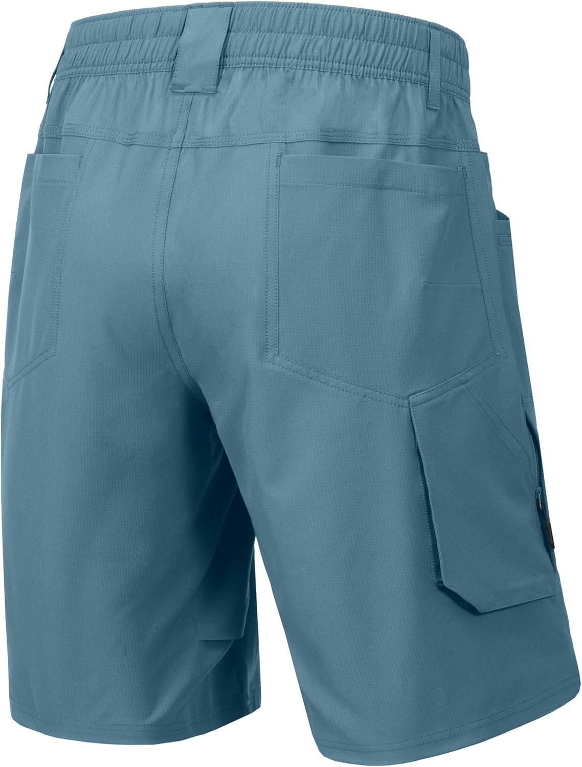 imageLittle Donkey Andy Mens Hiking Cargo Shorts Quick Dry Waterproof Lightweight Golf Shorts Stretch Casual Short with 9 PocketsBluestone