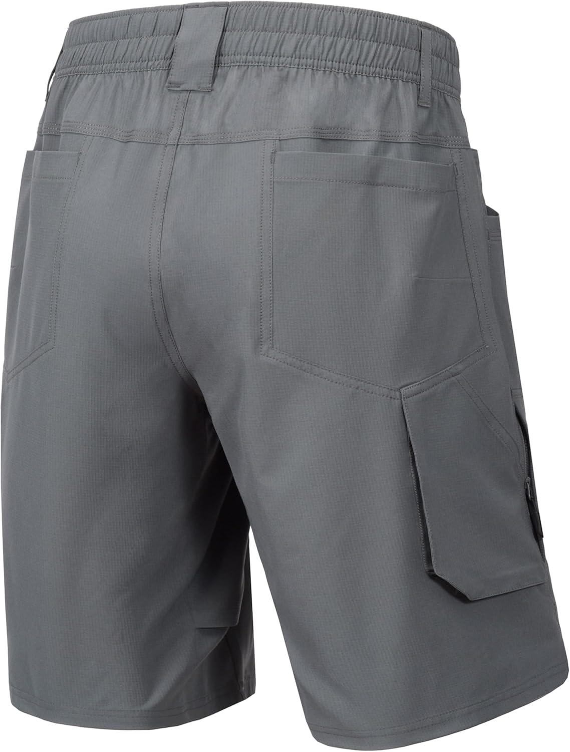 imageLittle Donkey Andy Mens Hiking Cargo Shorts Quick Dry Waterproof Lightweight Golf Shorts Stretch Casual Short with 9 PocketsGray