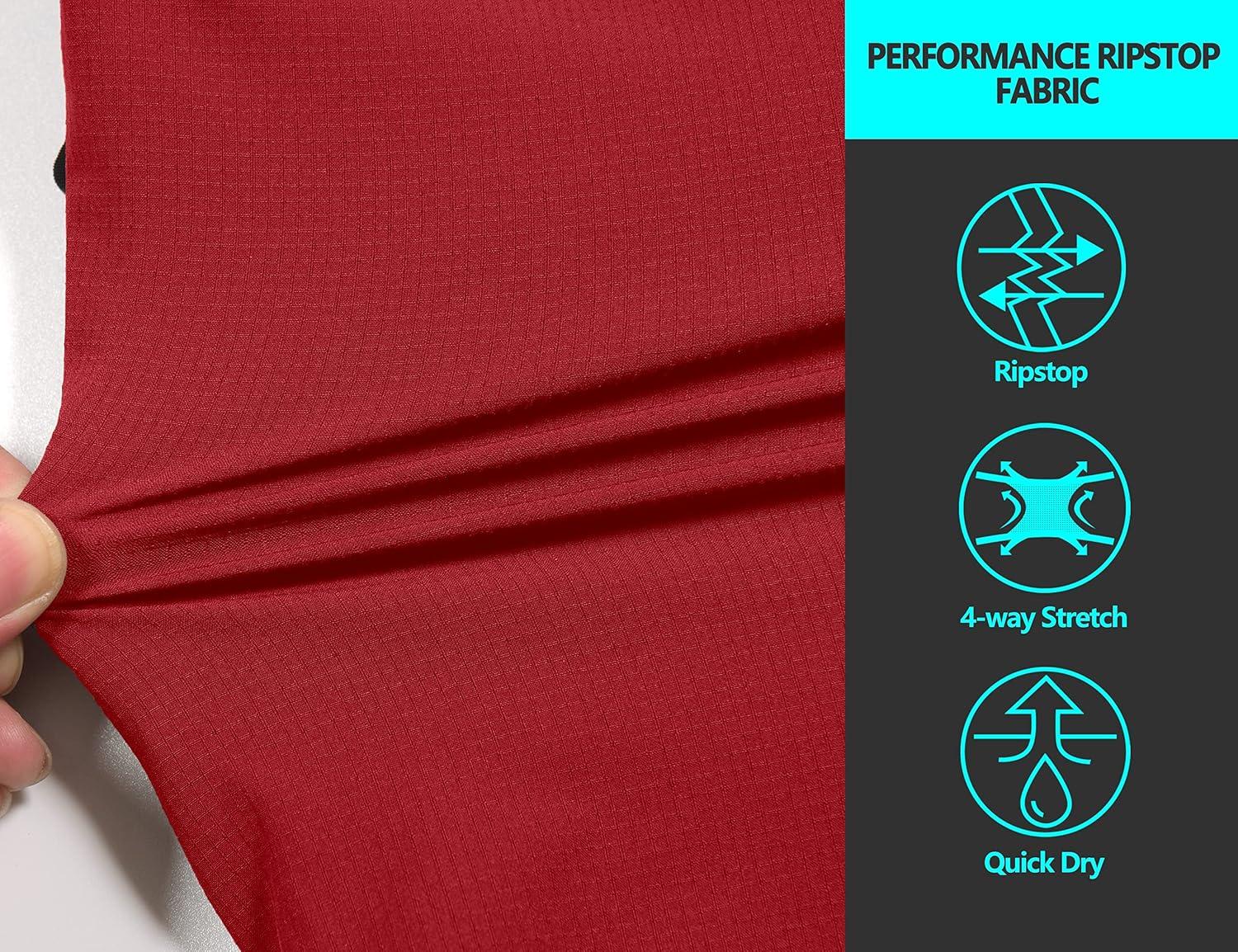 imageLittle Donkey Andy Mens Hiking Cargo Shorts Quick Dry Waterproof Lightweight Golf Shorts Stretch Casual Short with 9 PocketsRed
