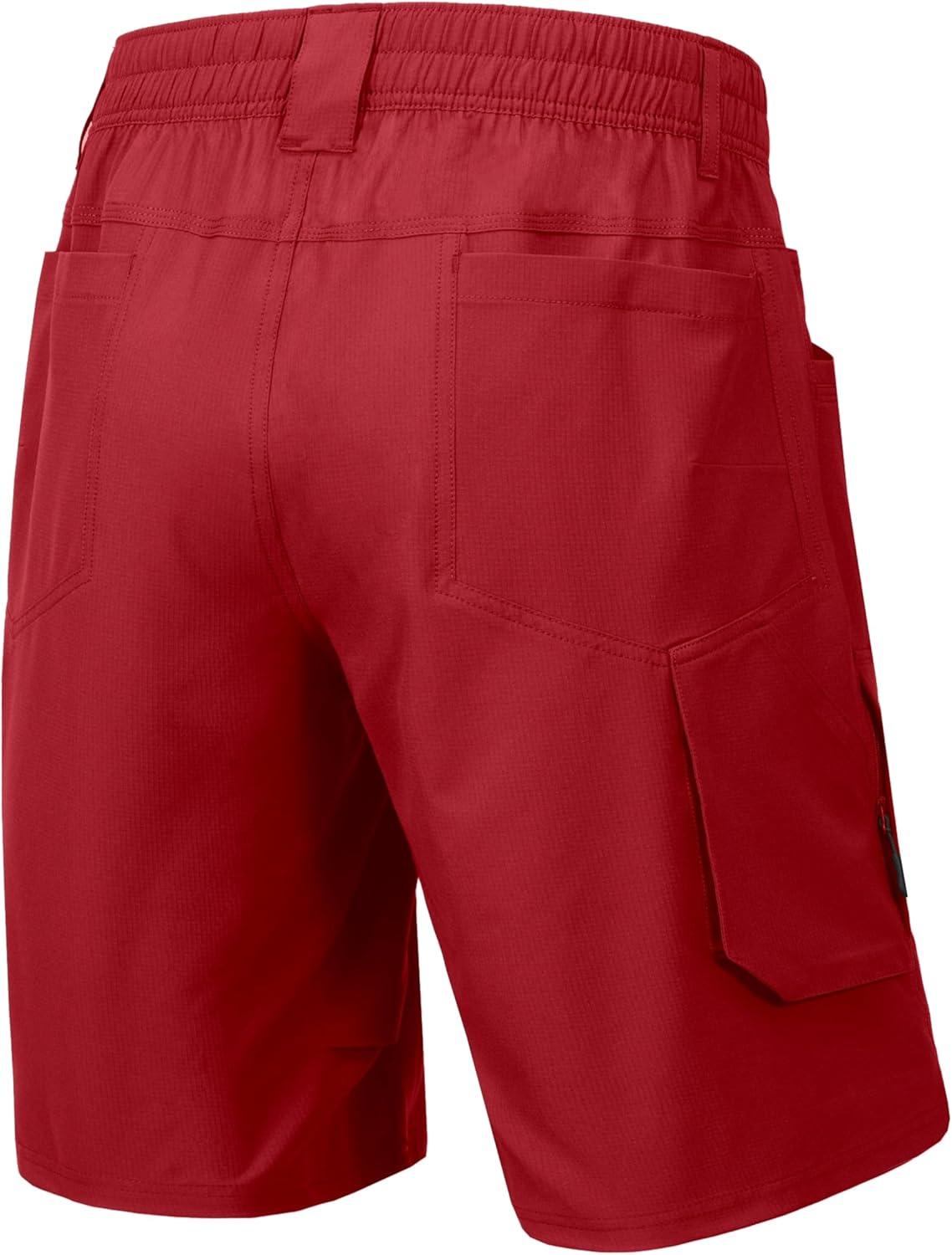 imageLittle Donkey Andy Mens Hiking Cargo Shorts Quick Dry Waterproof Lightweight Golf Shorts Stretch Casual Short with 9 PocketsRed