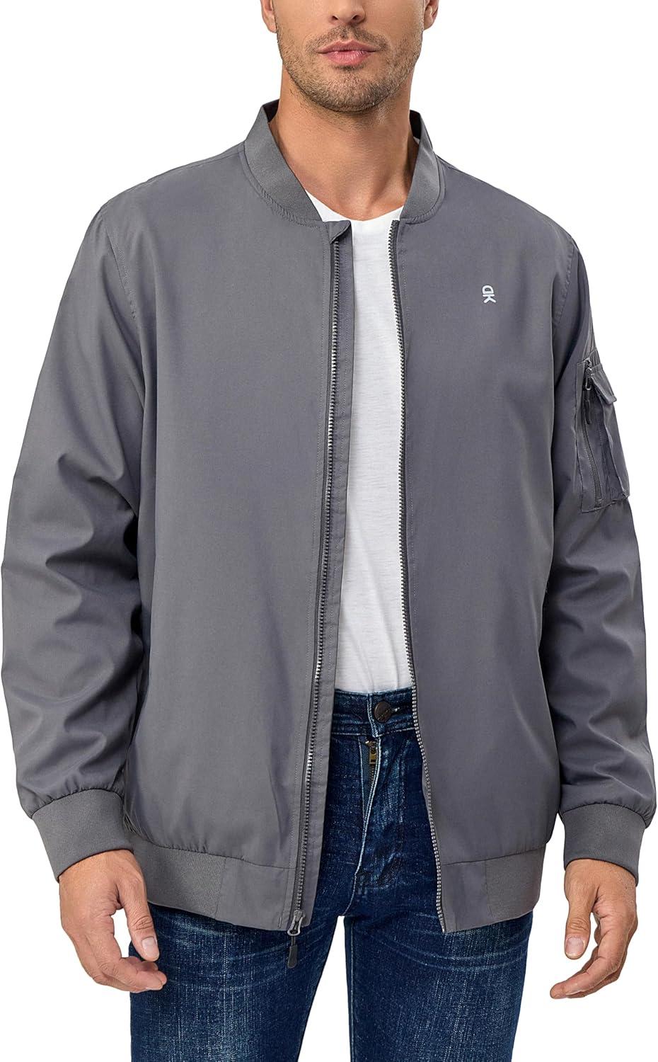 imageLittle Donkey Andy Mens Lightweight Bomber Jacket Causal Fashion Flight Windbreaker Fall Spring Outdoor CoatGrey B