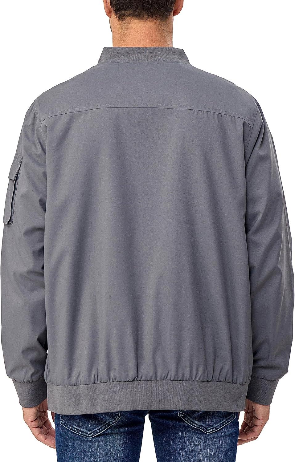 imageLittle Donkey Andy Mens Lightweight Bomber Jacket Causal Fashion Flight Windbreaker Fall Spring Outdoor CoatGrey B