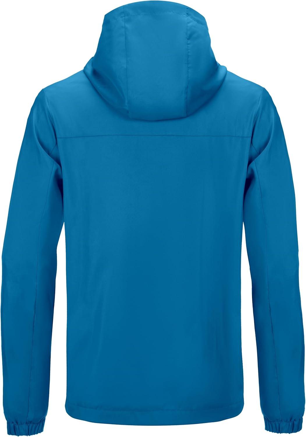 imageLittle Donkey Andy Mens Lightweight Breathable Windbreaker Golf Jacket UPF50 Windproof Outdoor Running CoatHoodiedresden Blue
