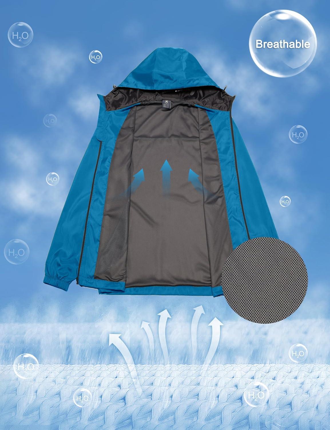 imageLittle Donkey Andy Mens Lightweight Breathable Windbreaker Golf Jacket UPF50 Windproof Outdoor Running CoatHoodiedresden Blue