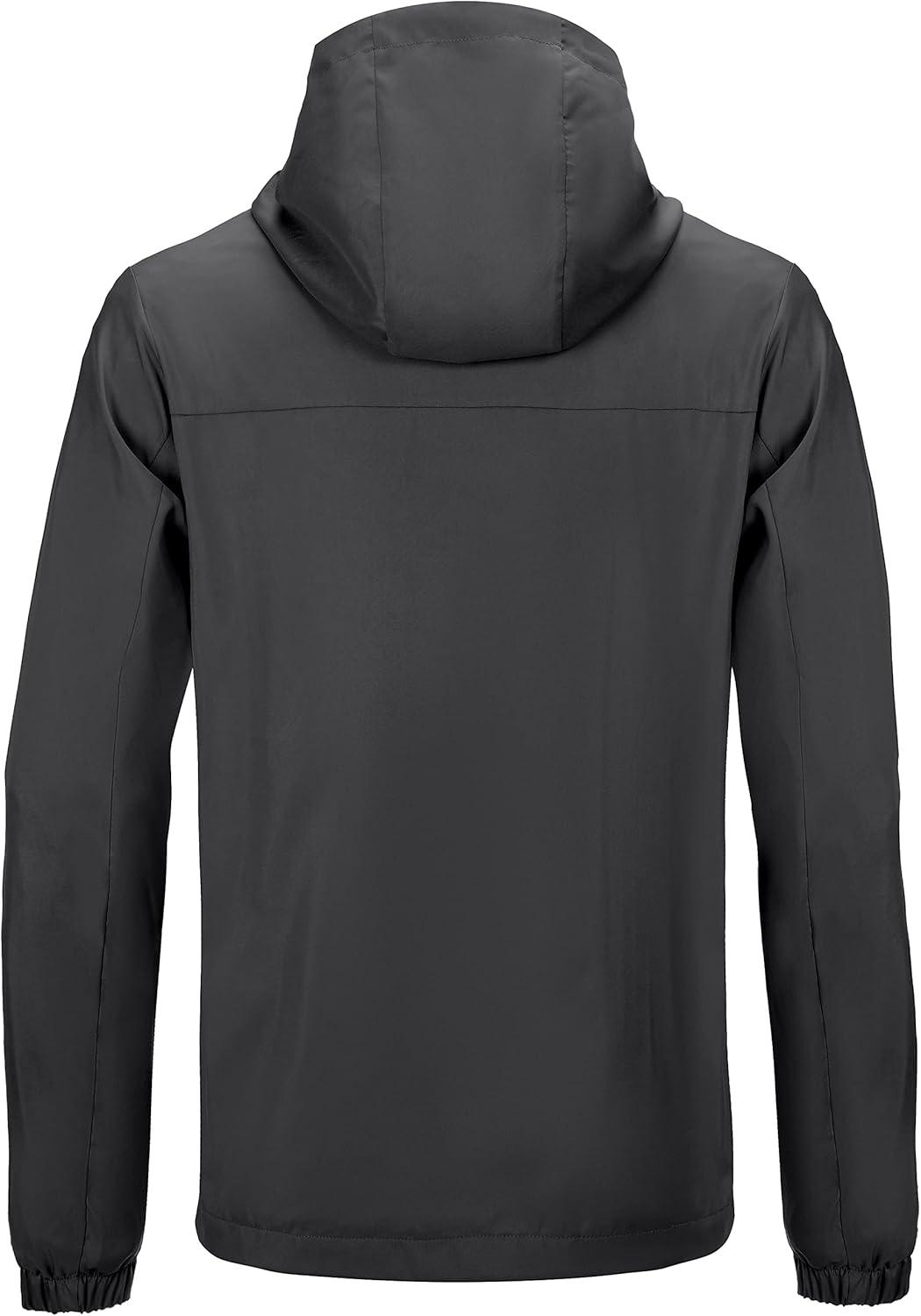 imageLittle Donkey Andy Mens Lightweight Breathable Windbreaker Golf Jacket UPF50 Windproof Outdoor Running CoatHoodiegrey