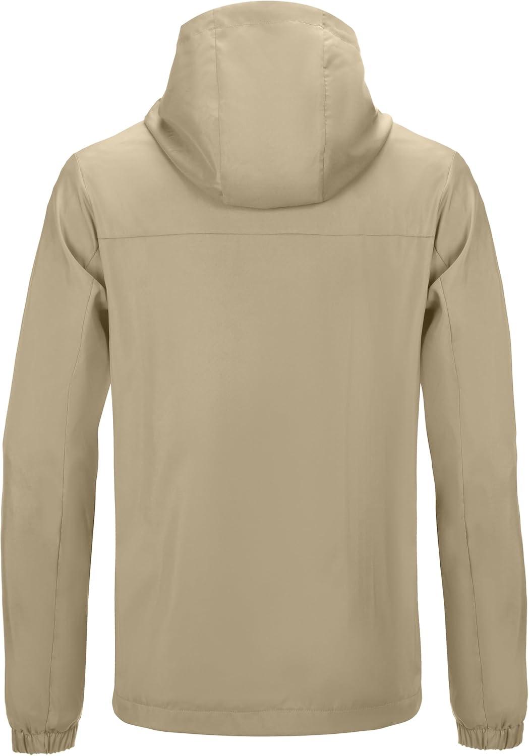 imageLittle Donkey Andy Mens Lightweight Breathable Windbreaker Golf Jacket UPF50 Windproof Outdoor Running CoatHoodiekhaki