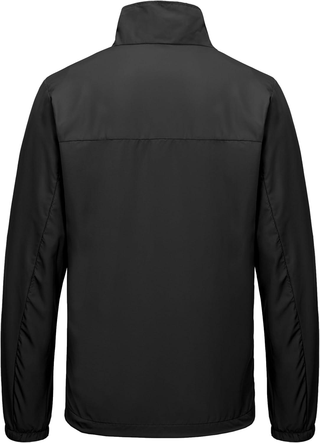 imageLittle Donkey Andy Mens Lightweight Breathable Windbreaker Golf Jacket UPF50 Windproof Outdoor Running CoatStand Collarblack