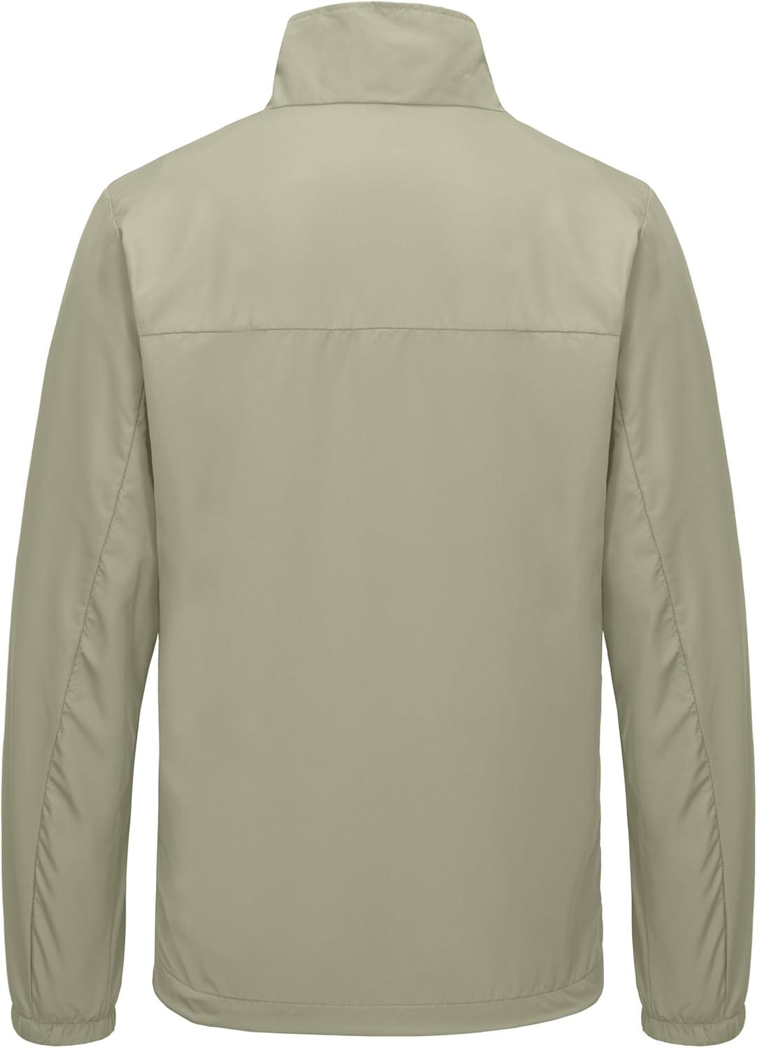 imageLittle Donkey Andy Mens Lightweight Breathable Windbreaker Golf Jacket UPF50 Windproof Outdoor Running CoatStand Collarkhaki