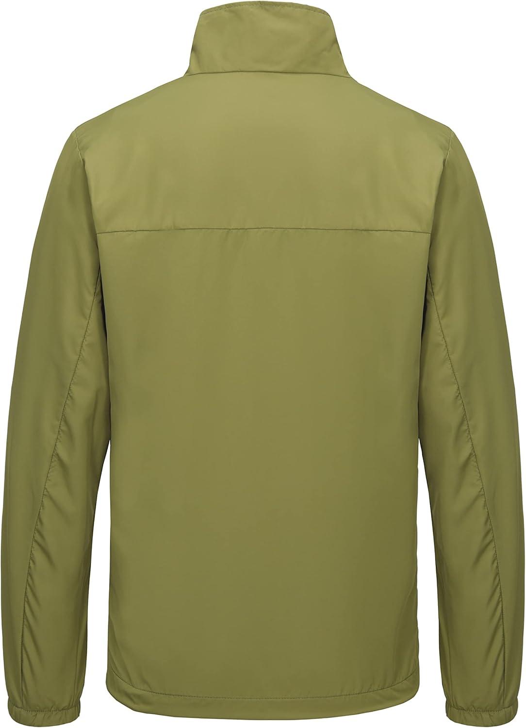 imageLittle Donkey Andy Mens Lightweight Breathable Windbreaker Golf Jacket UPF50 Windproof Outdoor Running CoatStand Collarolive