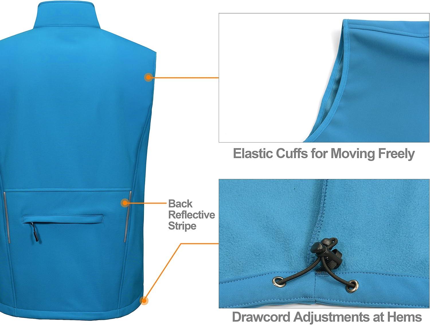 imageLittle Donkey Andy Mens Lightweight Fleece Lined Softshell Vest Windproof Sleeveless Jacket for Hiking Travel Golf5 Swedish Blue