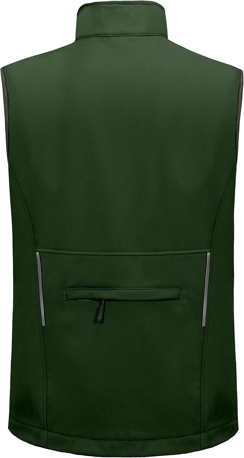imageLittle Donkey Andy Mens Lightweight Fleece Lined Softshell Vest Windproof Sleeveless Jacket for Hiking Travel Golf6 Dark Green