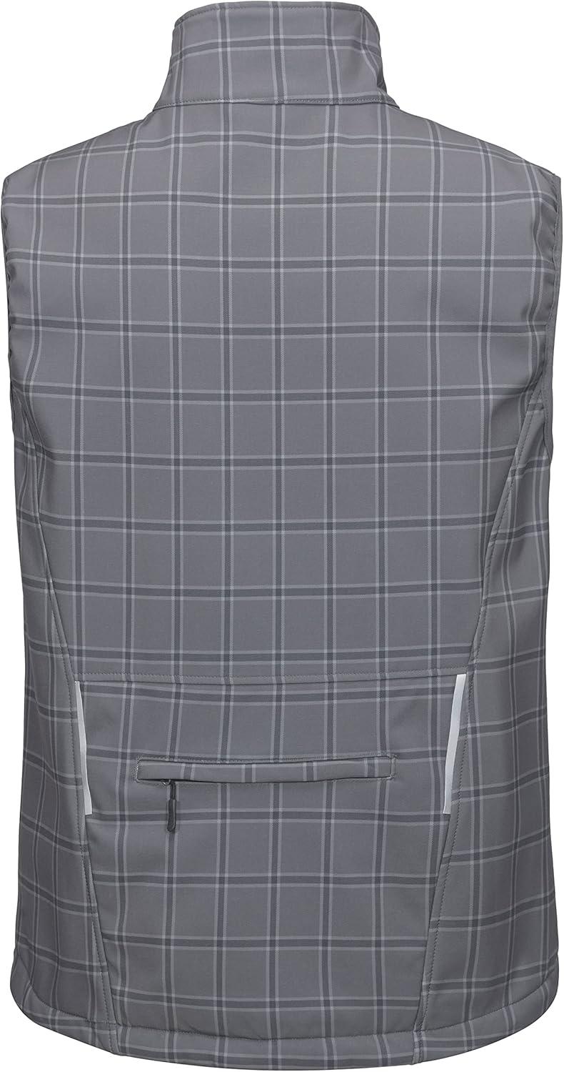imageLittle Donkey Andy Mens Lightweight Fleece Lined Softshell Vest Windproof Sleeveless Jacket for Hiking Travel GolfGray Plaid