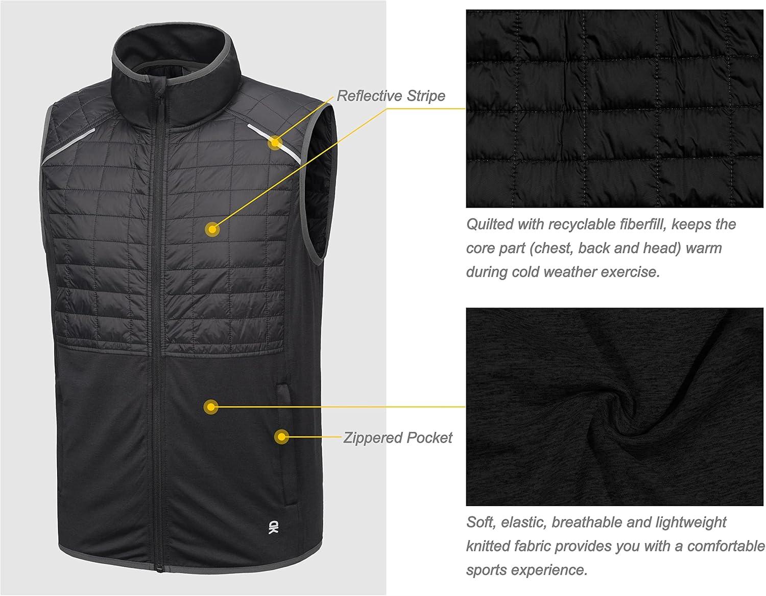 imageLittle Donkey Andy Mens Lightweight Golf Vest Warm Outdoor Sleeveless Jacket for Hiking Travel Running Casual1 Black