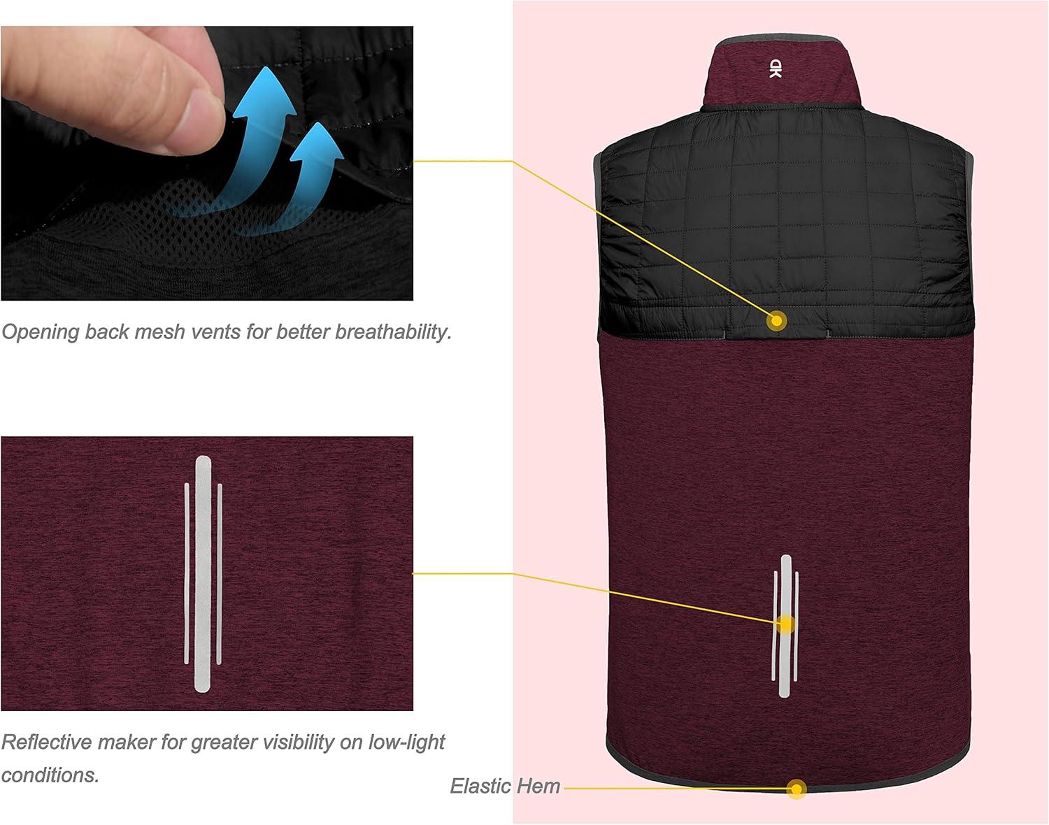 imageLittle Donkey Andy Mens Lightweight Golf Vest Warm Outdoor Sleeveless Jacket for Hiking Travel Running Casual5 Dark RedBlack