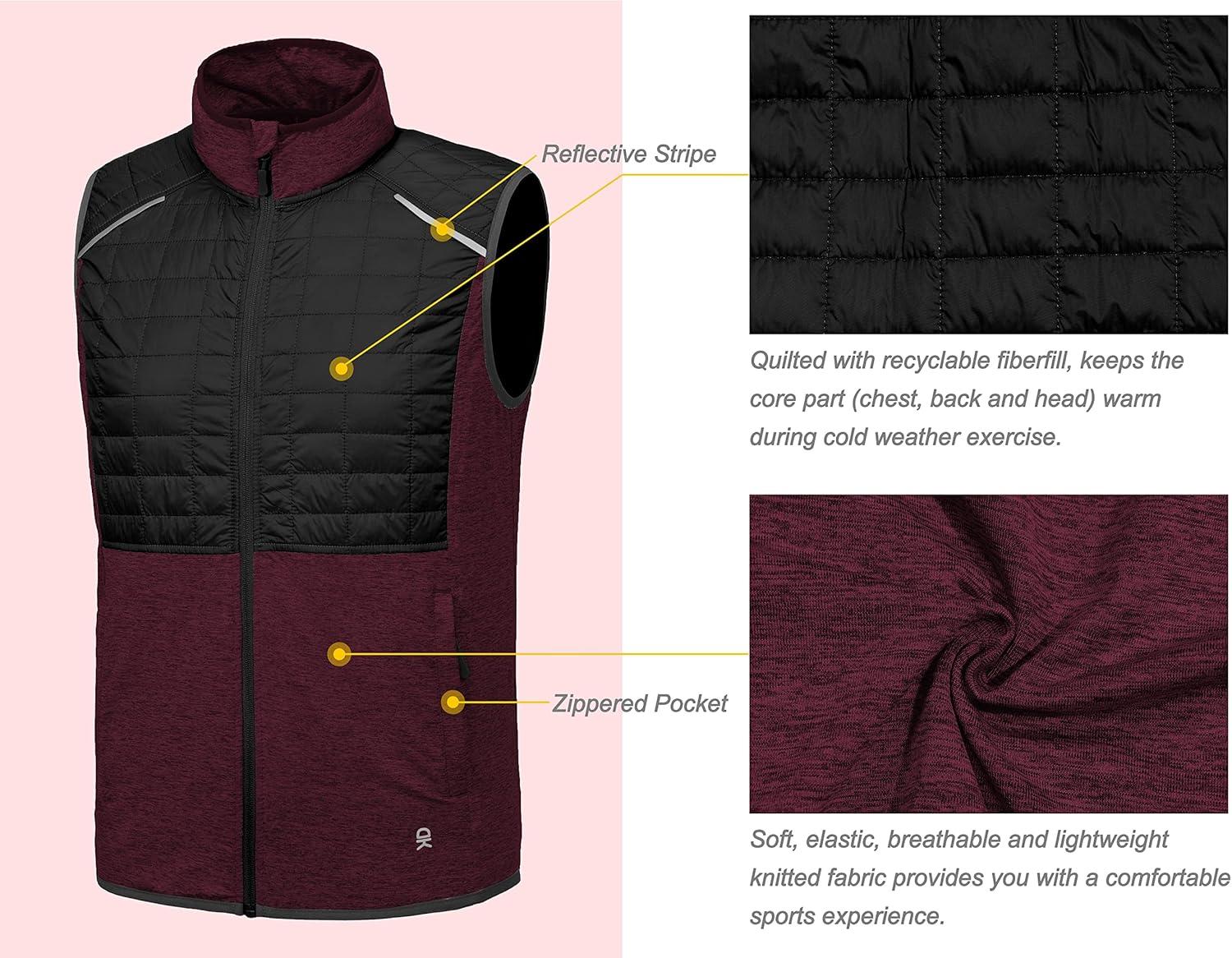 imageLittle Donkey Andy Mens Lightweight Golf Vest Warm Outdoor Sleeveless Jacket for Hiking Travel Running Casual5 Dark RedBlack