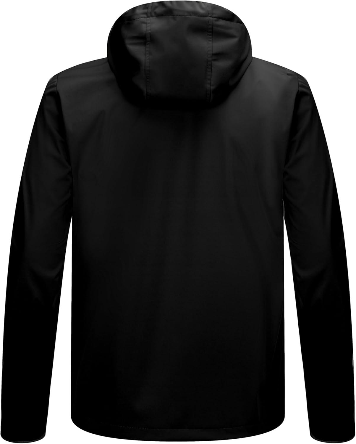 imageLittle Donkey Andy Mens Lightweight Hooded Softshell Jacket for Running Travel Hiking Windproof Outerwear Water RepellentBlack
