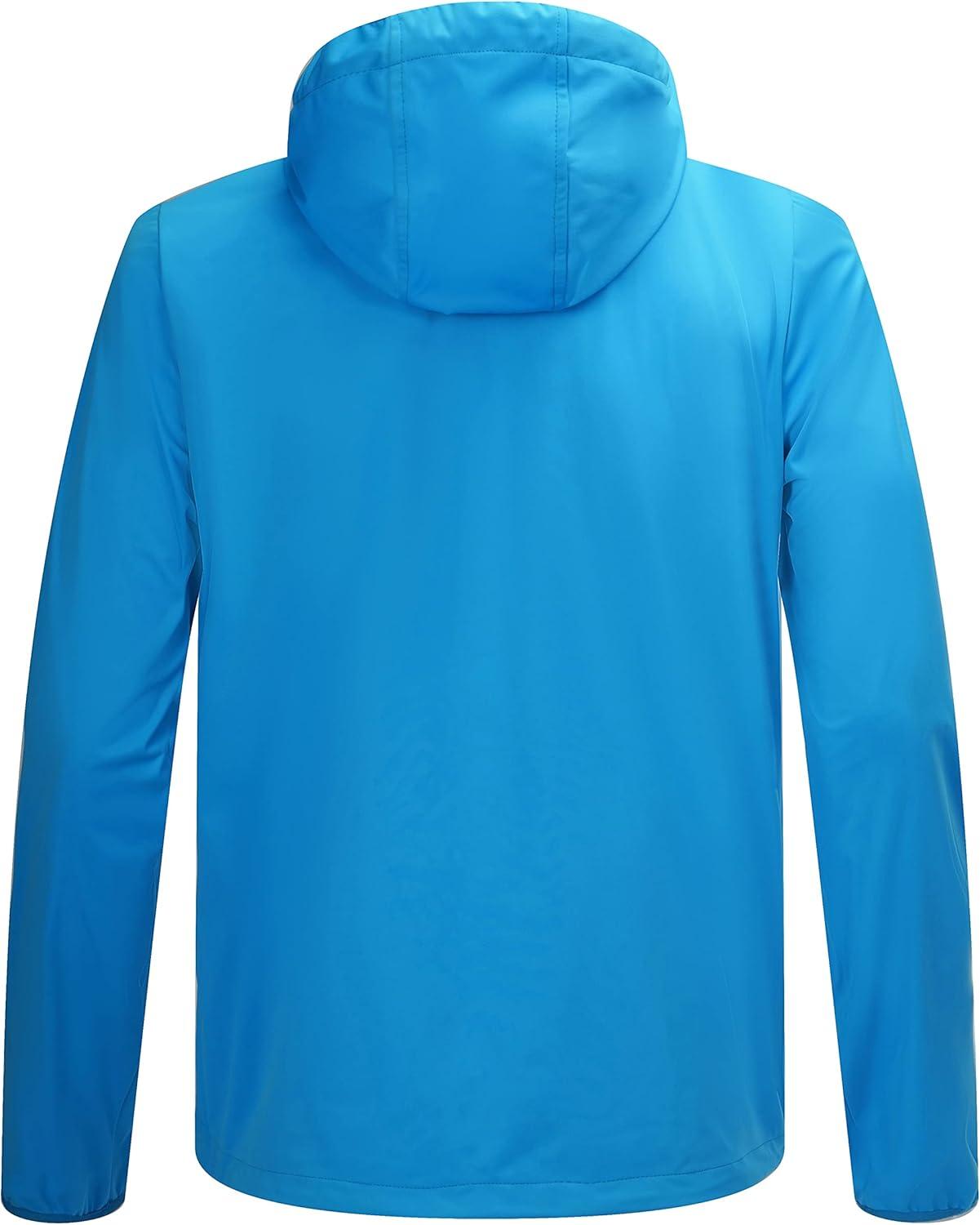imageLittle Donkey Andy Mens Lightweight Hooded Softshell Jacket for Running Travel Hiking Windproof Outerwear Water RepellentBlue1