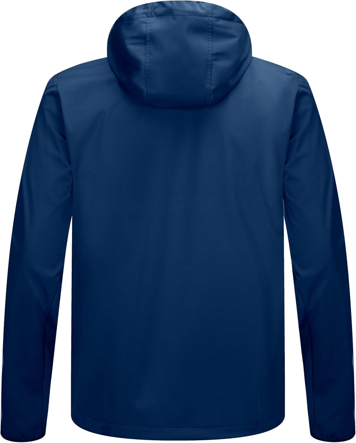 imageLittle Donkey Andy Mens Lightweight Hooded Softshell Jacket for Running Travel Hiking Windproof Outerwear Water RepellentDark Blue