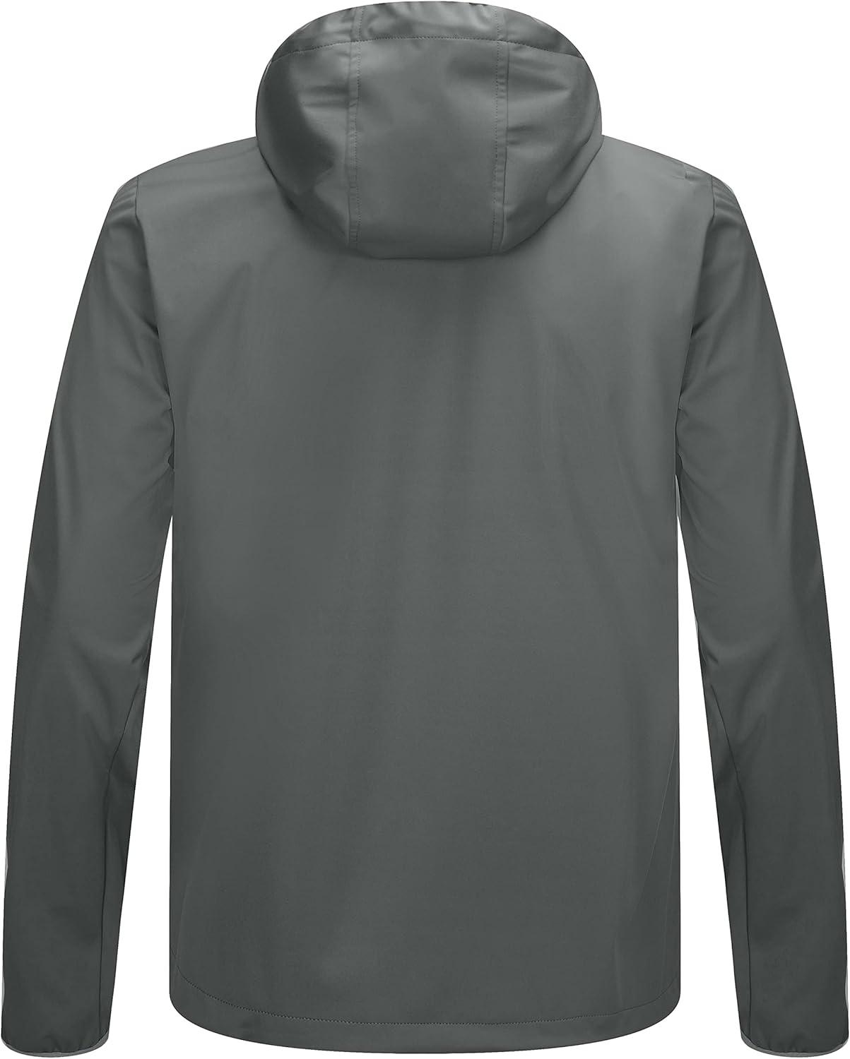 imageLittle Donkey Andy Mens Lightweight Hooded Softshell Jacket for Running Travel Hiking Windproof Outerwear Water RepellentGray