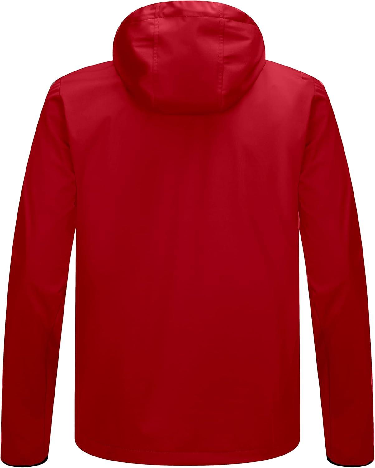 imageLittle Donkey Andy Mens Lightweight Hooded Softshell Jacket for Running Travel Hiking Windproof Outerwear Water RepellentRed