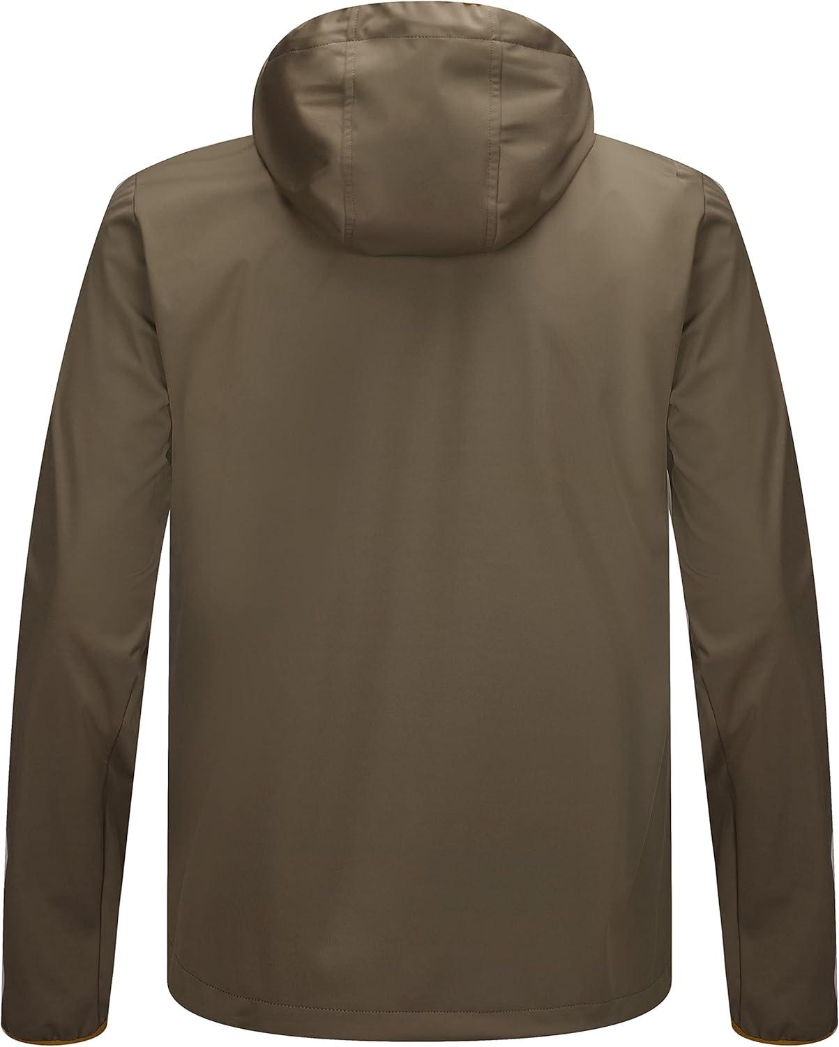 imageLittle Donkey Andy Mens Lightweight Hooded Softshell Jacket for Running Travel Hiking Windproof Outerwear Water RepellentSage