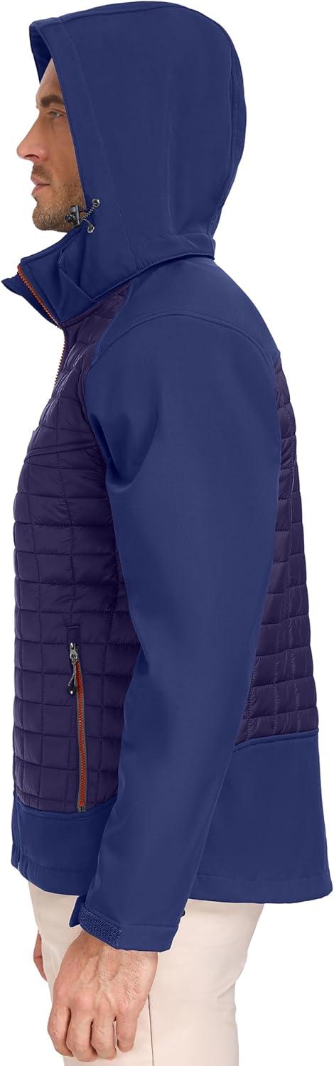 imageLittle Donkey Andy Mens Lightweight Insulated Hybrid Jacket for Hiking Running Ski Thermal Warm with Removable HoodDark Blue