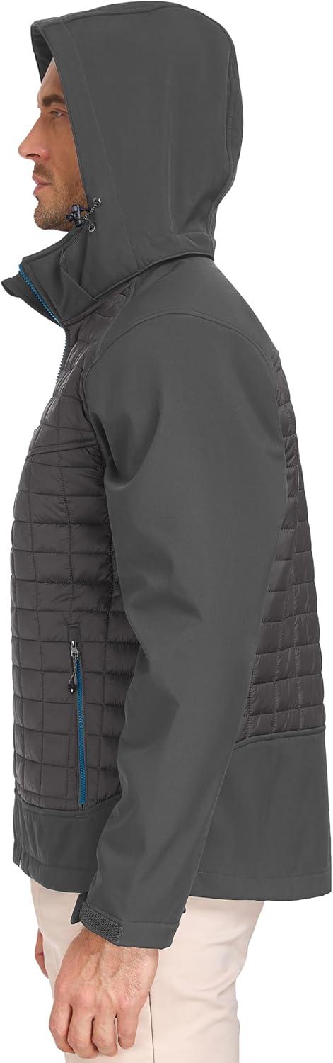 imageLittle Donkey Andy Mens Lightweight Insulated Hybrid Jacket for Hiking Running Ski Thermal Warm with Removable HoodGray