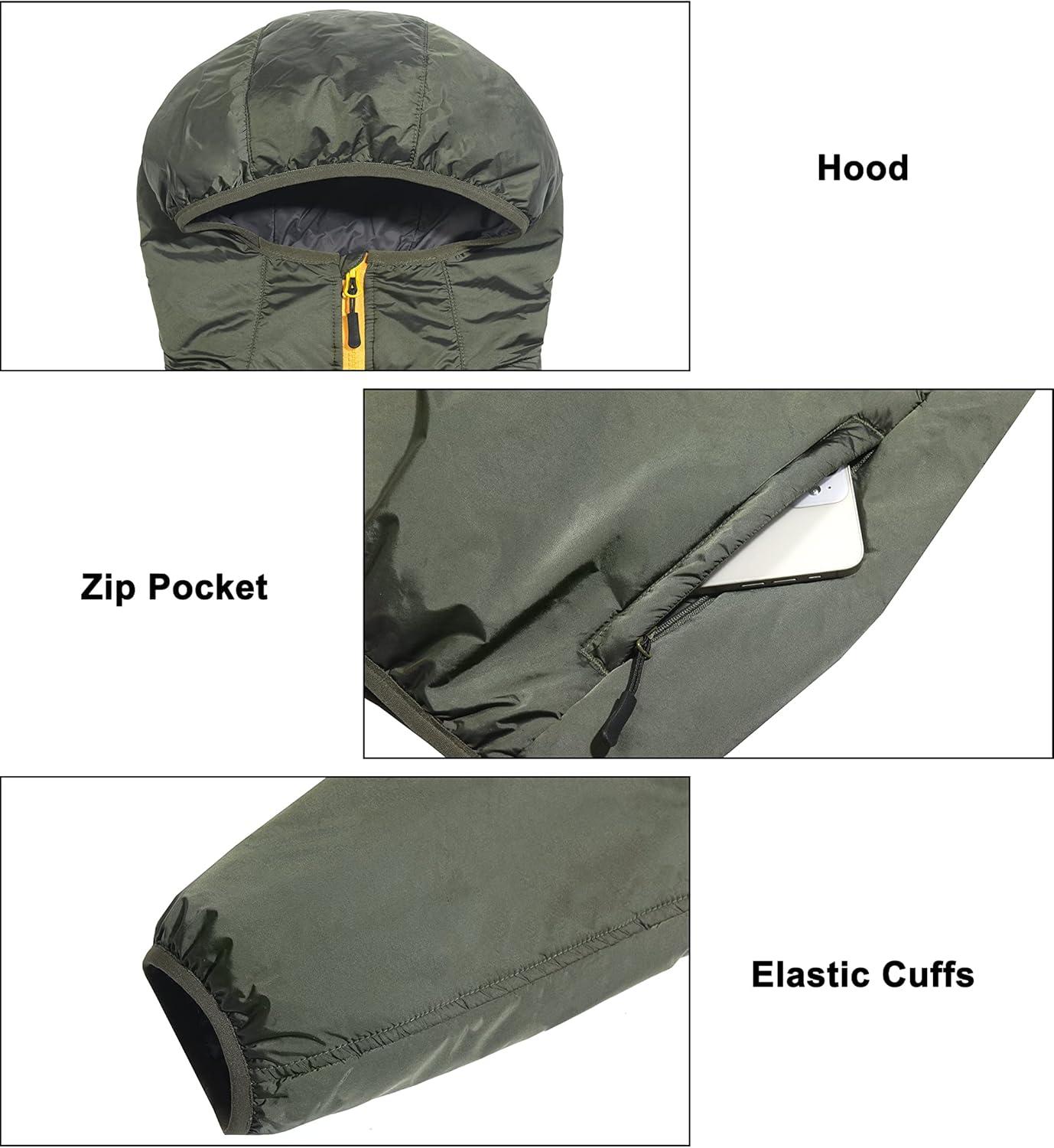 imageLittle Donkey Andy Mens Lightweight Packable Sun Protection Jacket Quick Dry Full Zip Hooded Windbreaker for HikingB Insulation Army Green