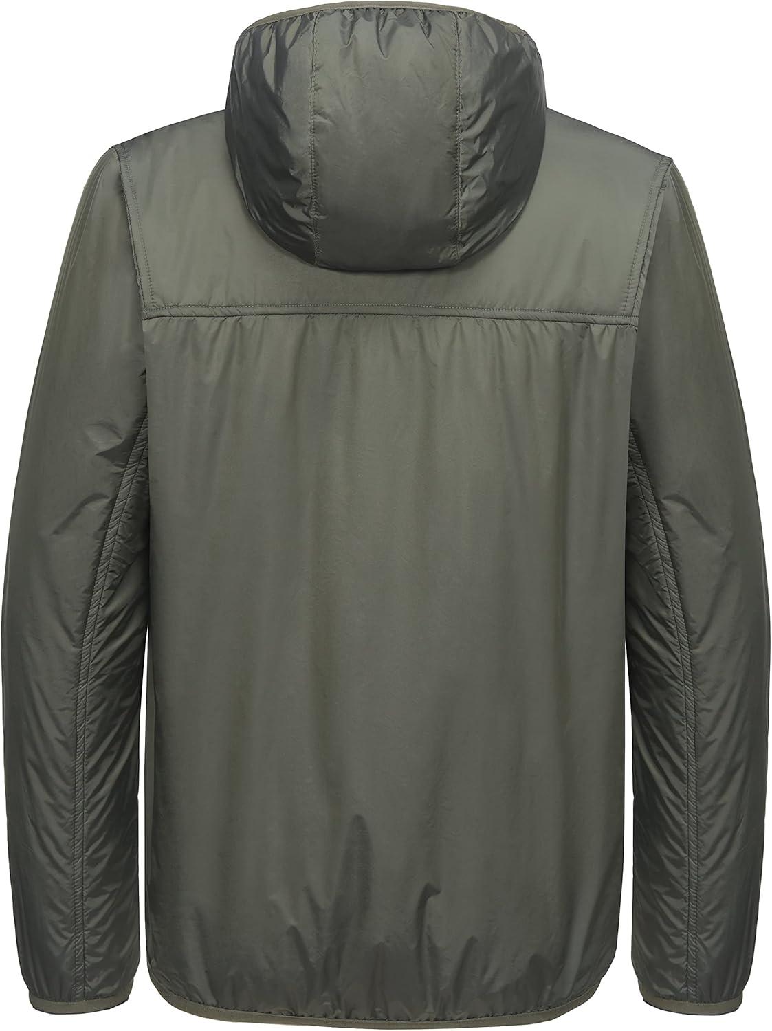 imageLittle Donkey Andy Mens Lightweight Packable Sun Protection Jacket Quick Dry Full Zip Hooded Windbreaker for HikingB Insulation Army Green