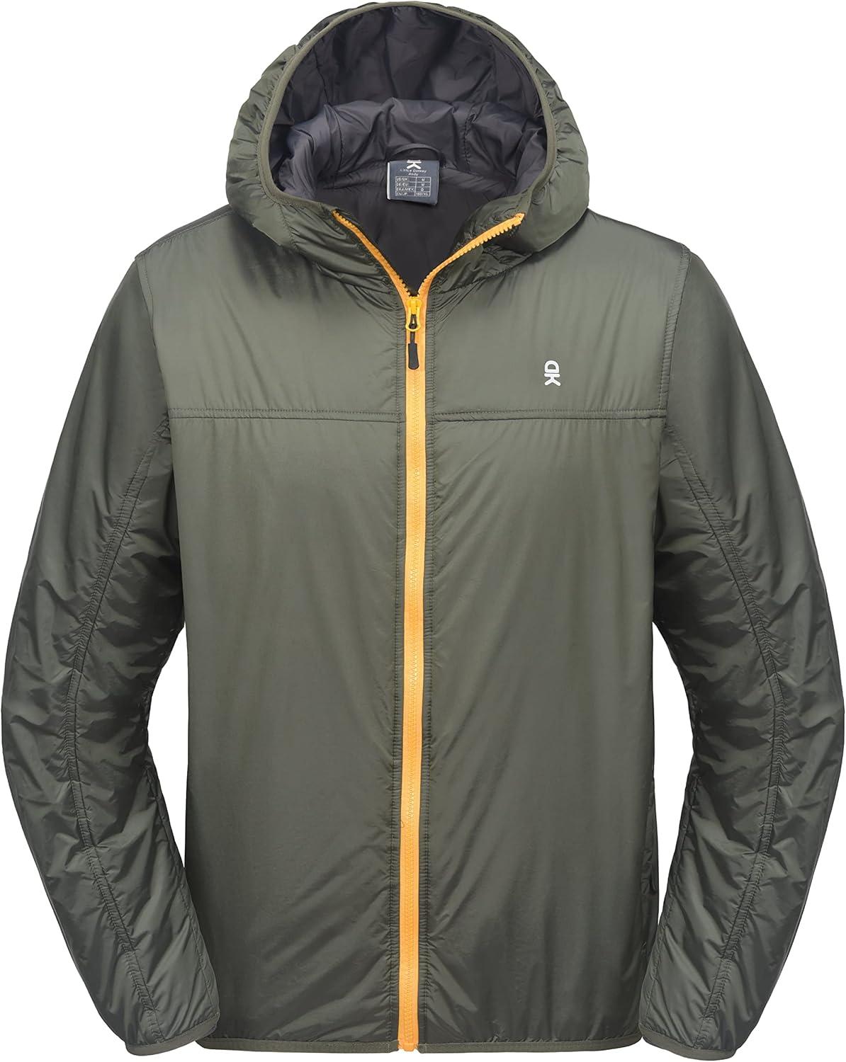 imageLittle Donkey Andy Mens Lightweight Packable Sun Protection Jacket Quick Dry Full Zip Hooded Windbreaker for HikingB Insulation Army Green