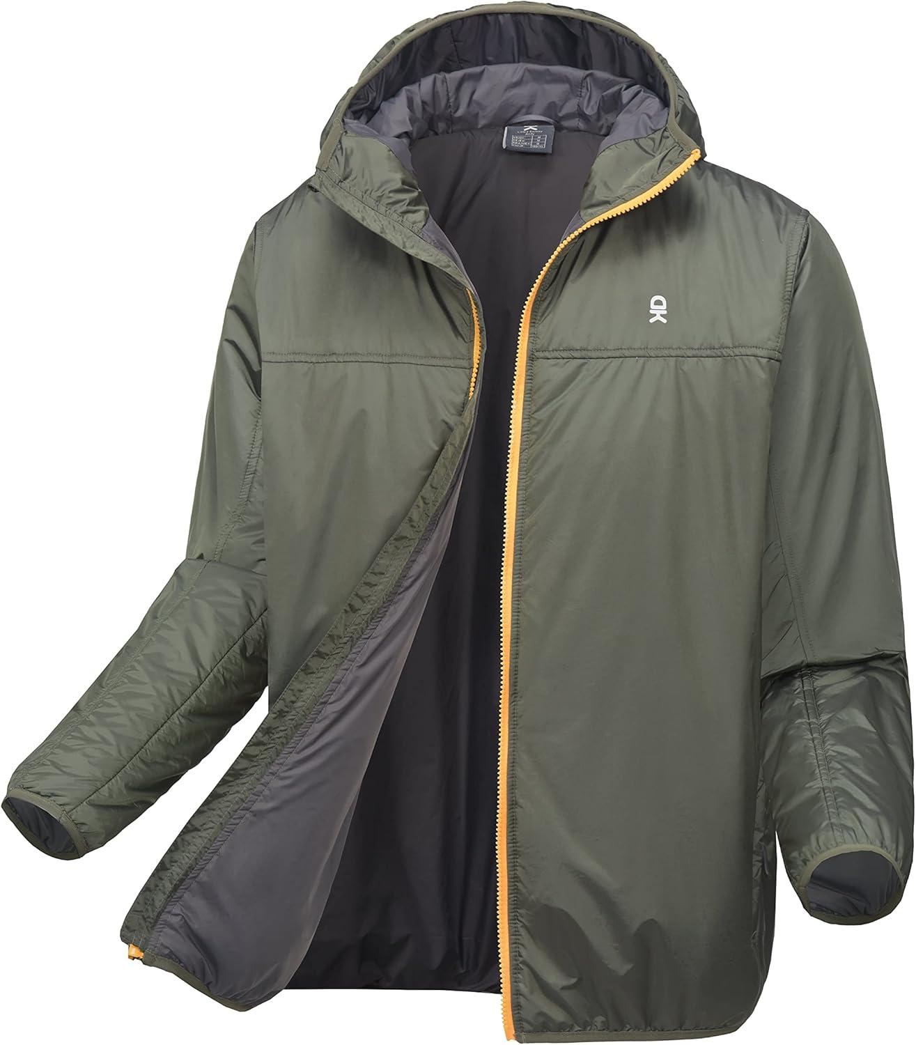 imageLittle Donkey Andy Mens Lightweight Packable Sun Protection Jacket Quick Dry Full Zip Hooded Windbreaker for HikingB Insulation Army Green
